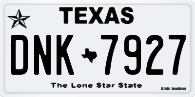 TX license plate DNK7927