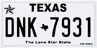 TX license plate DNK7931