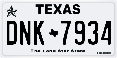 TX license plate DNK7934