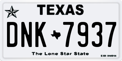 TX license plate DNK7937