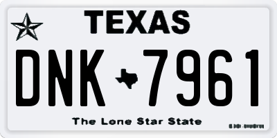TX license plate DNK7961