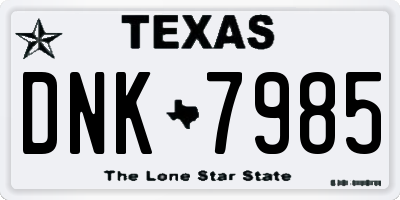 TX license plate DNK7985