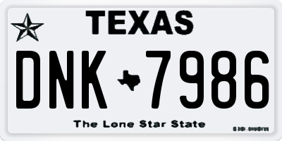 TX license plate DNK7986