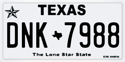 TX license plate DNK7988