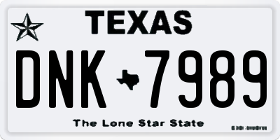 TX license plate DNK7989