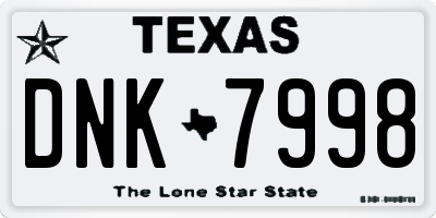 TX license plate DNK7998