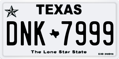 TX license plate DNK7999