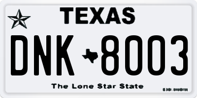 TX license plate DNK8003