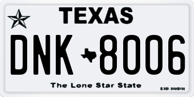 TX license plate DNK8006