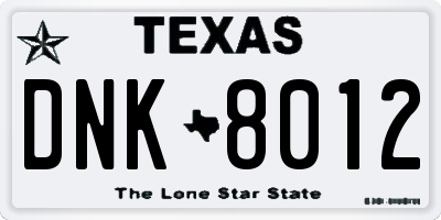 TX license plate DNK8012