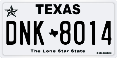 TX license plate DNK8014