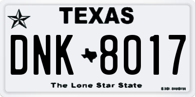 TX license plate DNK8017