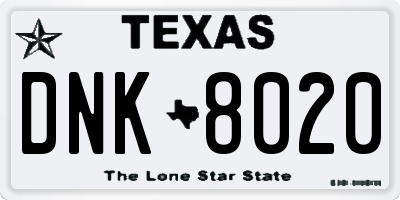 TX license plate DNK8020