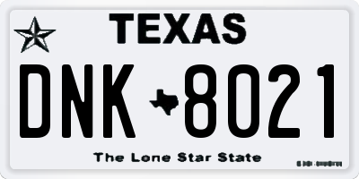 TX license plate DNK8021