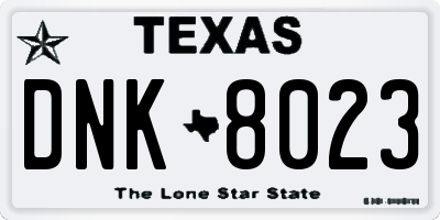 TX license plate DNK8023