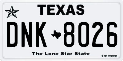 TX license plate DNK8026
