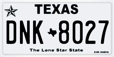TX license plate DNK8027