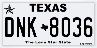 TX license plate DNK8036