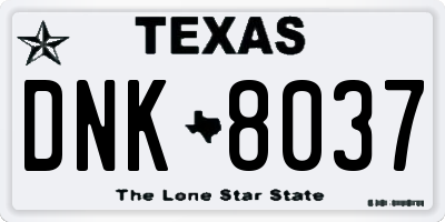 TX license plate DNK8037