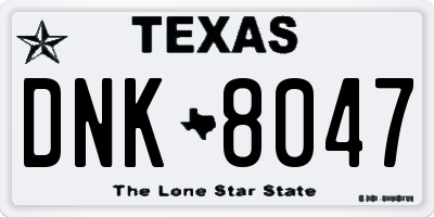 TX license plate DNK8047