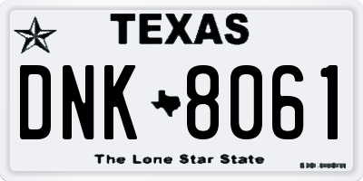 TX license plate DNK8061
