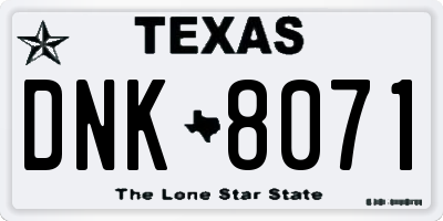 TX license plate DNK8071