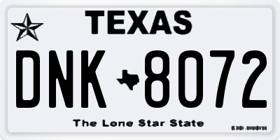 TX license plate DNK8072