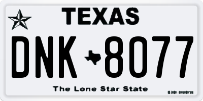 TX license plate DNK8077