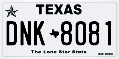 TX license plate DNK8081