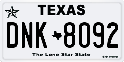 TX license plate DNK8092