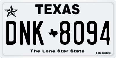 TX license plate DNK8094