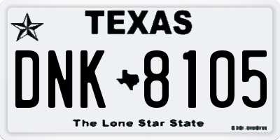 TX license plate DNK8105