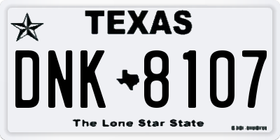 TX license plate DNK8107