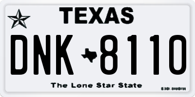 TX license plate DNK8110