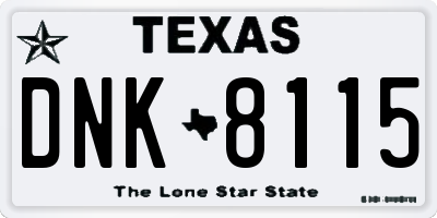 TX license plate DNK8115