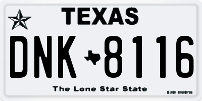 TX license plate DNK8116