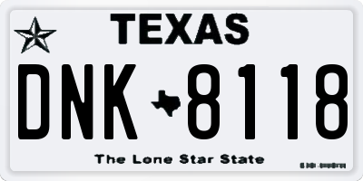 TX license plate DNK8118