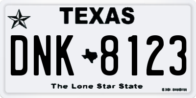 TX license plate DNK8123