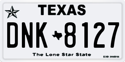 TX license plate DNK8127