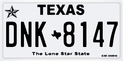 TX license plate DNK8147