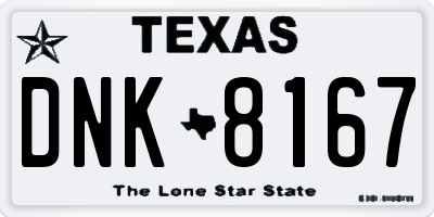 TX license plate DNK8167