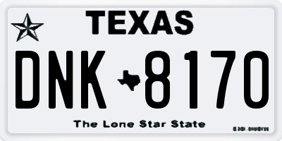 TX license plate DNK8170