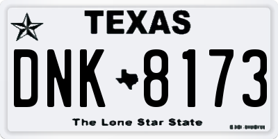 TX license plate DNK8173