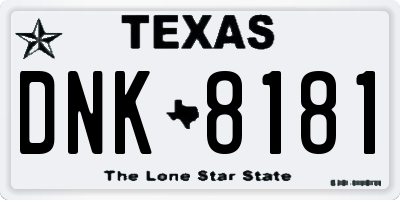 TX license plate DNK8181