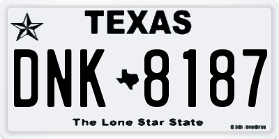 TX license plate DNK8187
