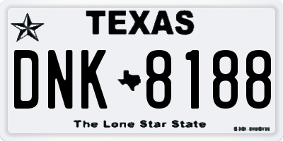 TX license plate DNK8188