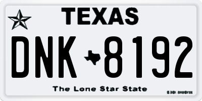 TX license plate DNK8192