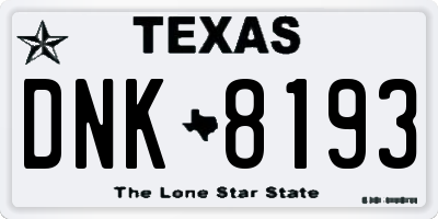 TX license plate DNK8193