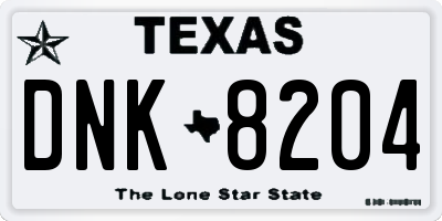 TX license plate DNK8204