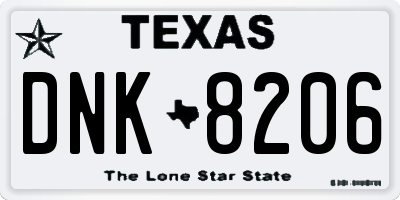 TX license plate DNK8206